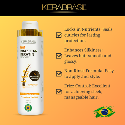 KERABRASIL Brazilian Keratin Hair Care Set - 1L Shampoo, 1L Treatment Cream, 1L Finisher - Complete Smoothing System