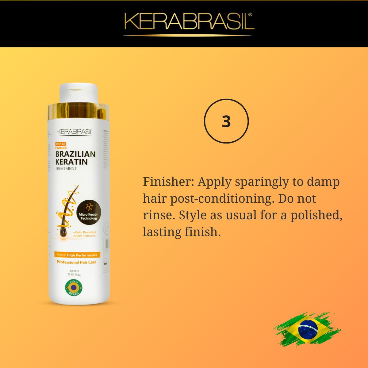 KERABRASIL Brazilian Keratin Hair Care Set - 1L Shampoo, 1L Treatment Cream, 1L Finisher - Complete Smoothing System