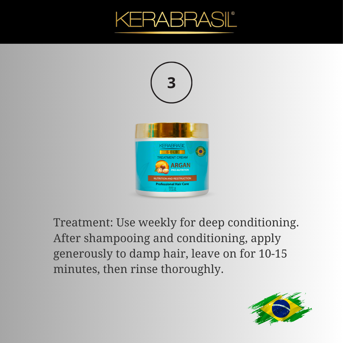 KERABRASIL Argan Oil Hair Care Bundle - 300ml Shampoo & Conditioner, 500g Treatment