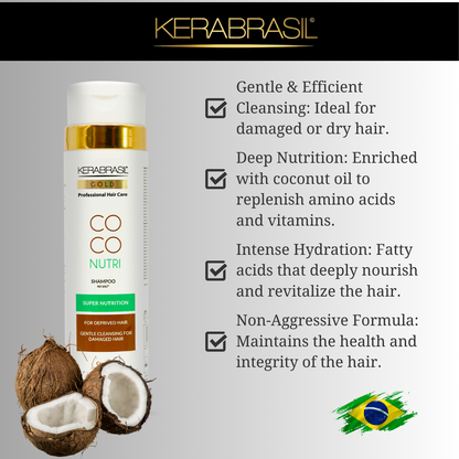 KERABRASIL Coconut Hair Revitalizing Set - 300ml Shampoo & Conditioner, 500g Treatment