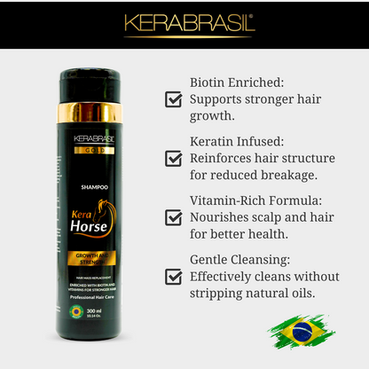 KERABRASIL Kerahorse Full Repair Bundle - 300ml Shampoo & Conditioner, 500g Treatment