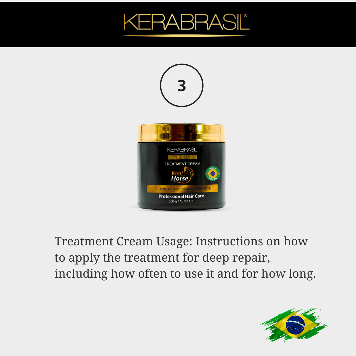 KERABRASIL Kerahorse Full Repair Bundle - 300ml Shampoo & Conditioner, 500g Treatment