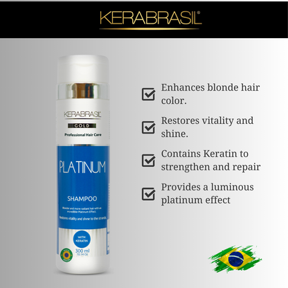 KERABRASIL Platinum Hair Care Set - 300ml Shampoo & Conditioner, 250g Treatment Cream