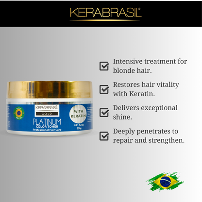 KERABRASIL Platinum Hair Care Set - 300ml Shampoo & Conditioner, 250g Treatment Cream