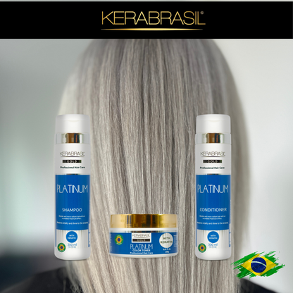 KERABRASIL Platinum Hair Care Set - 300ml Shampoo & Conditioner, 250g Treatment Cream