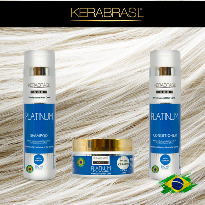 KERABRASIL Platinum Hair Care Set - 300ml Shampoo & Conditioner, 250g Treatment Cream