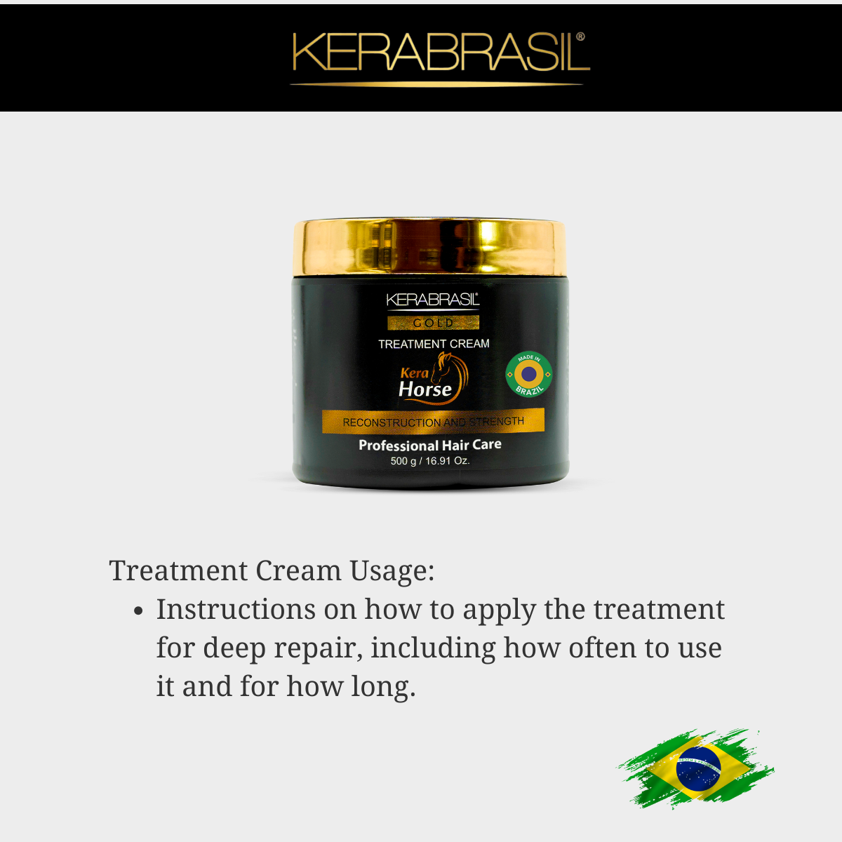 KERABRASIL Kerahorse Hair Treatment 500g - Biotin & Keratin Enriched