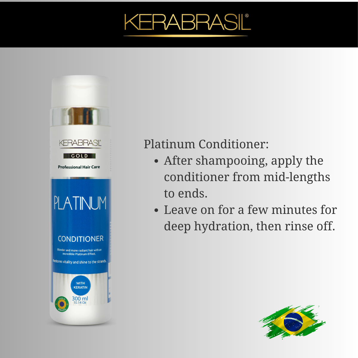 KERABRASIL Platinum Blonde Conditioner 300ml - Luminous Color & Repair