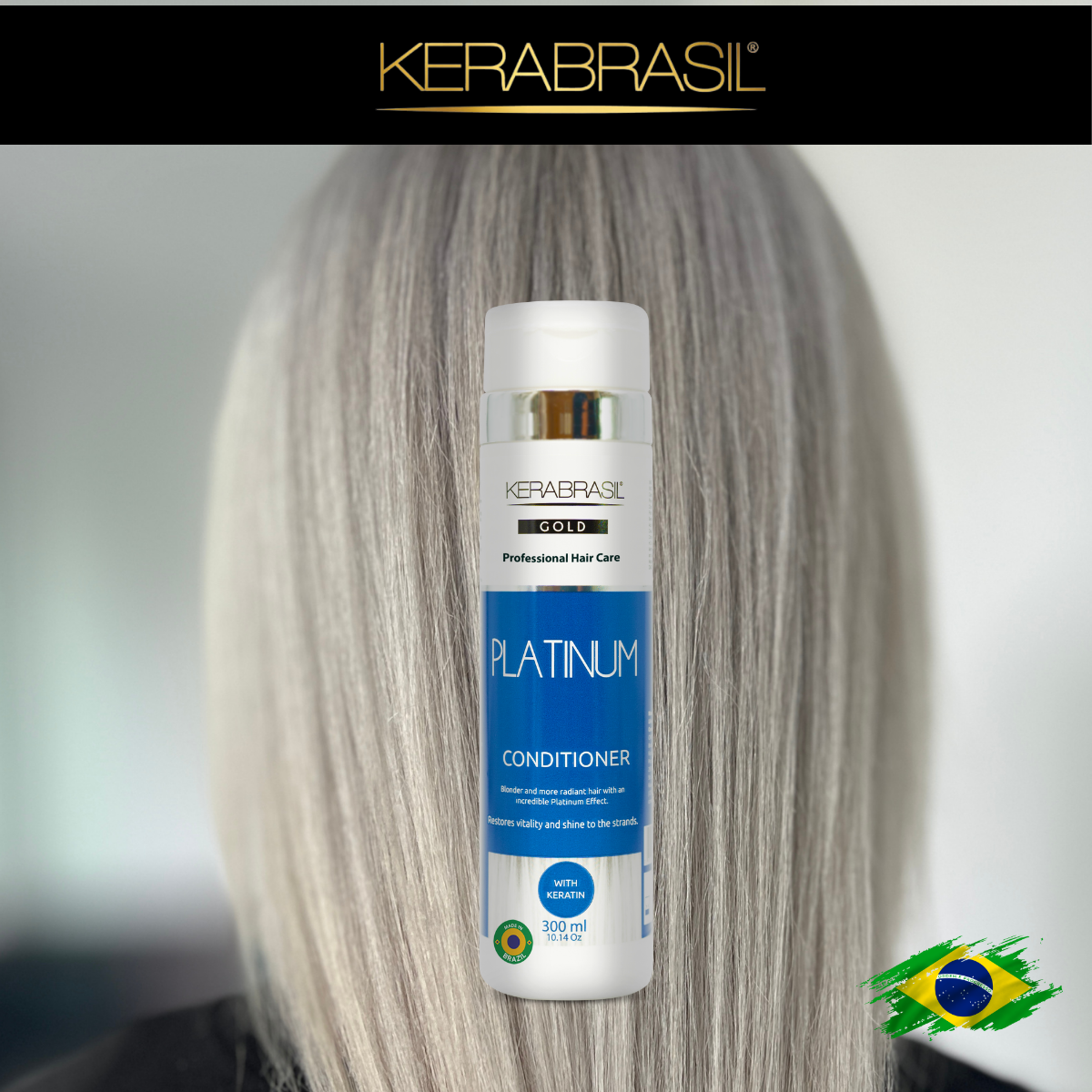 KERABRASIL Platinum Blonde Conditioner 300ml - Luminous Color & Repair