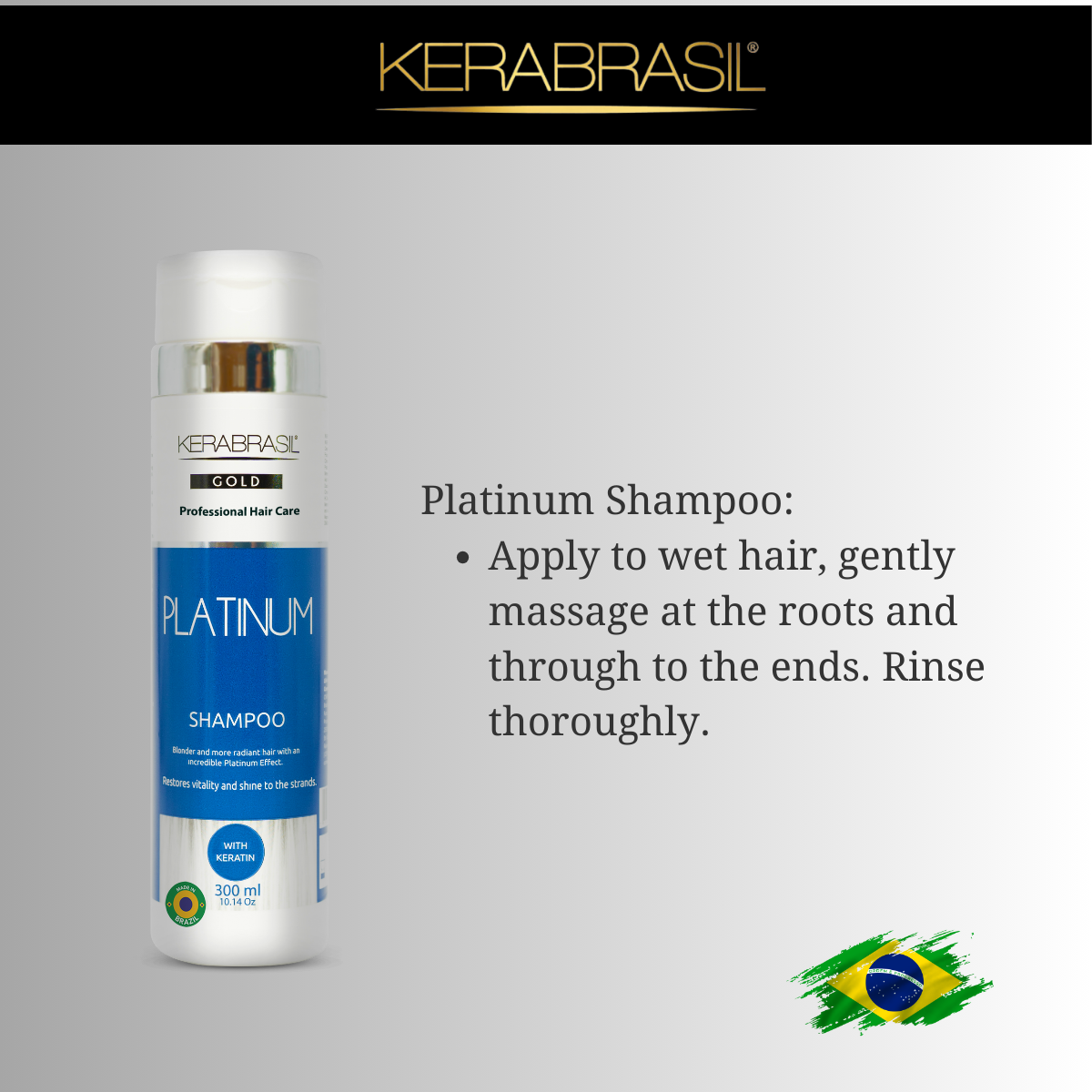 KERABRASIL Platinum Blonde Enhancing Shampoo 300ml - Keratin Rich Formula