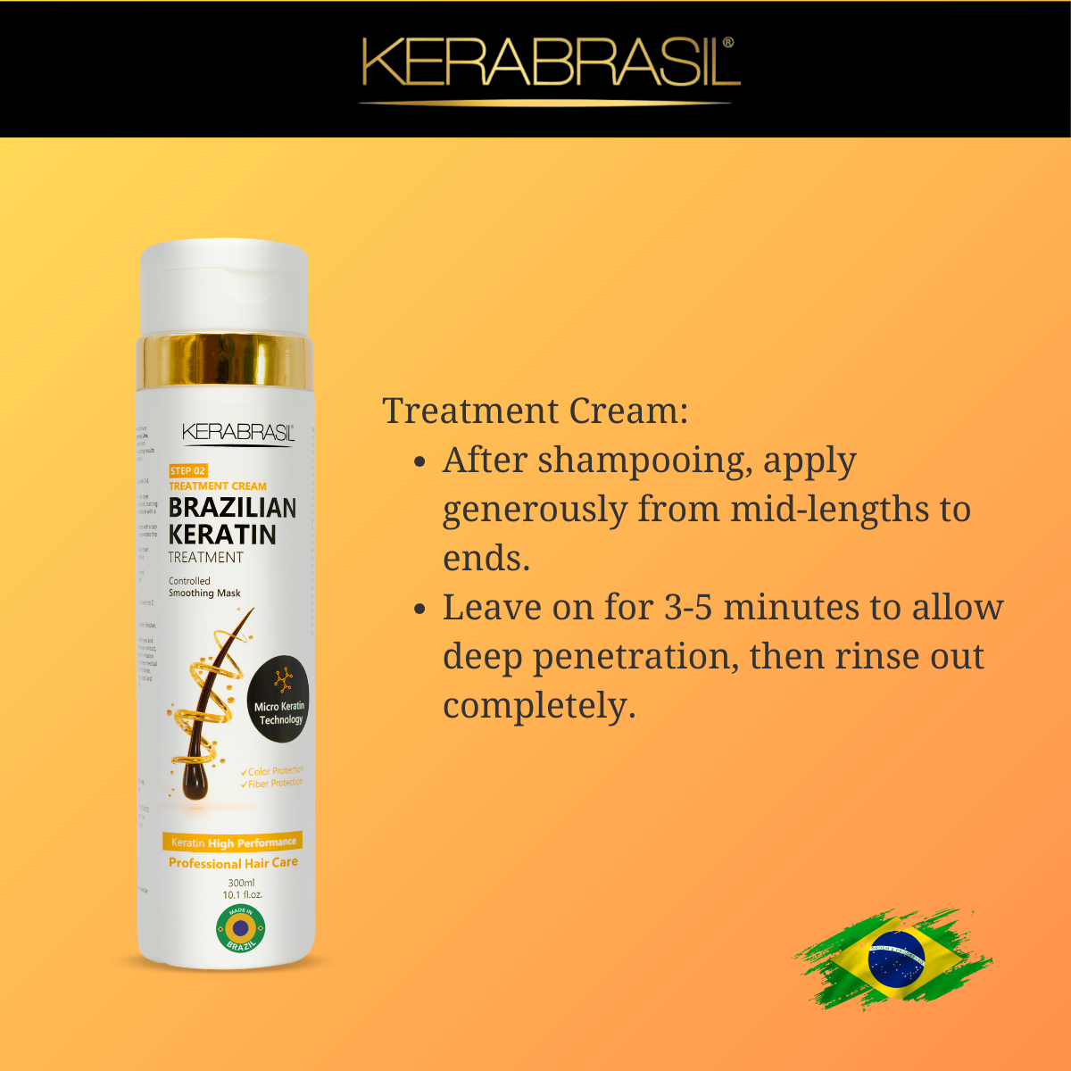 KERABRASIL Keratin Intensive Treatment Cream 300ml - Hair Reconstruction Therapy