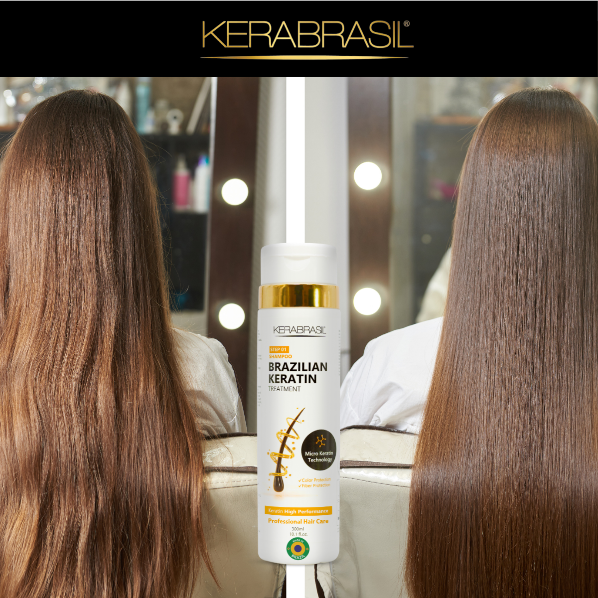 KERABRASIL Brazilian Keratin Shampoo 300ml - Smooth & Strengthen Hair Formula