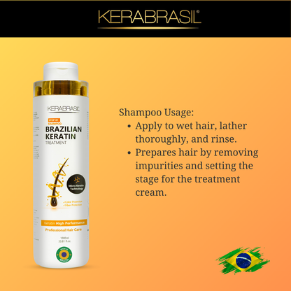 Professional-grade KERABRASIL Brazilian Keratin Shampoo, rich in keratin, ideal for all hair types.